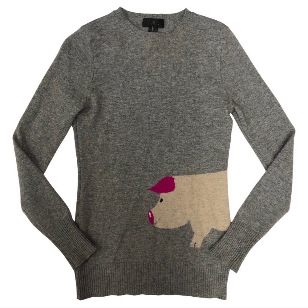 C3 COLLECTION GREY PIG CASHMERE SWEATER (S)